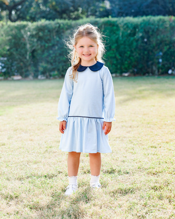 Katherine Dress- Light Blue Stripe/Navy