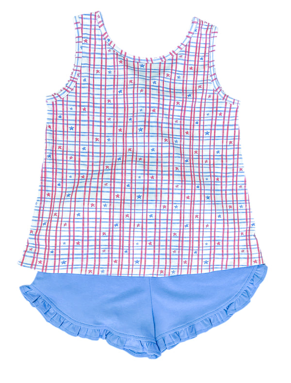 Patriotic Knit Kinley Knot Ruffle Short Set