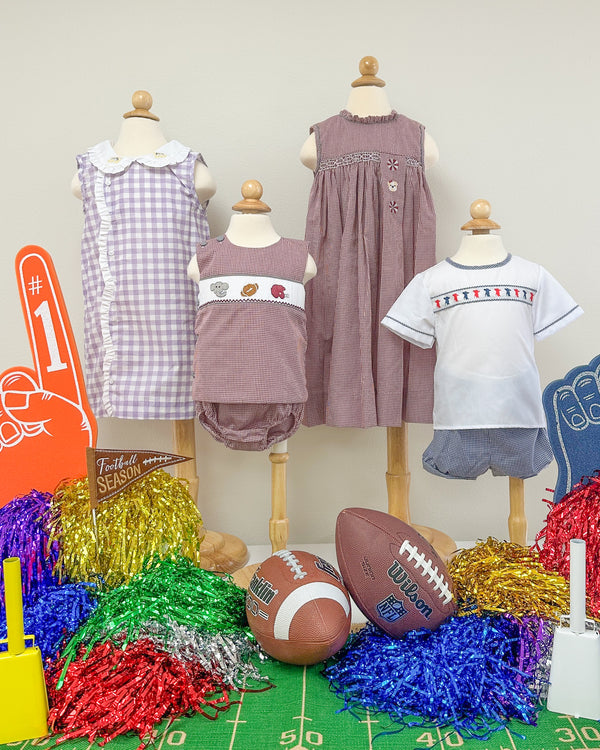 Watercolor Gingham Tiger Scallop Dress