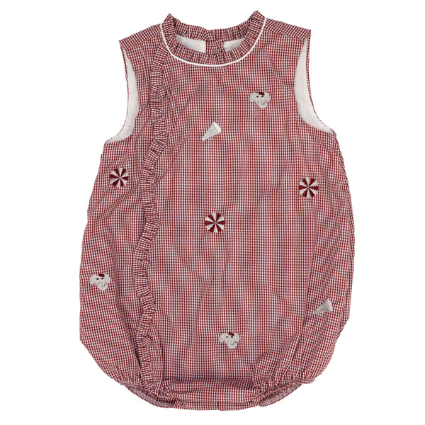 Claire Scallop Bubble- All Over Embroidery Crimson Elephants