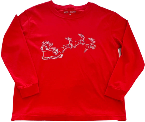 Red Santa Sleigh LS T-Shirt