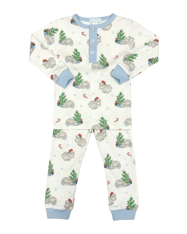 Christmas Hippo PJ- Blue