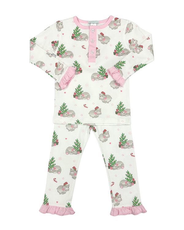 Christmas Hippo PJ- Pink