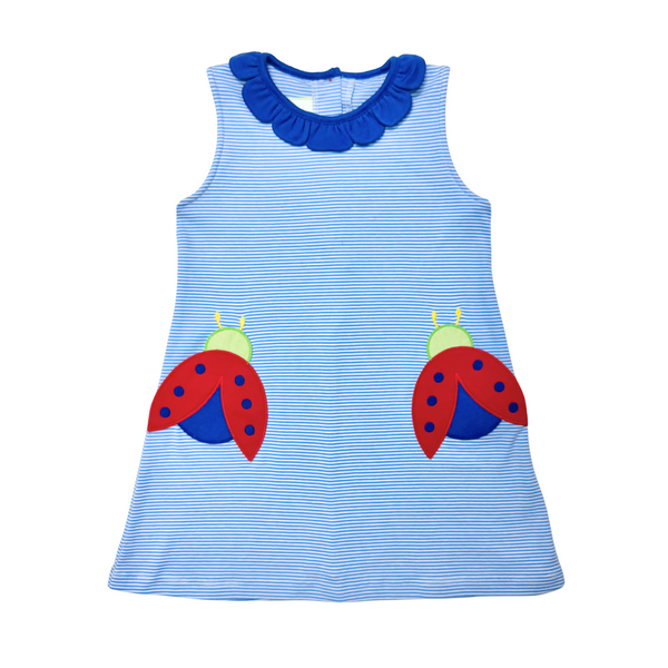 Ladybug Knit Reagan Dress- Periwinkle Bitty