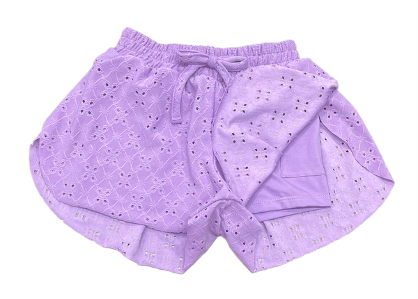 Lavender Eyelet Butterfly Shorts
