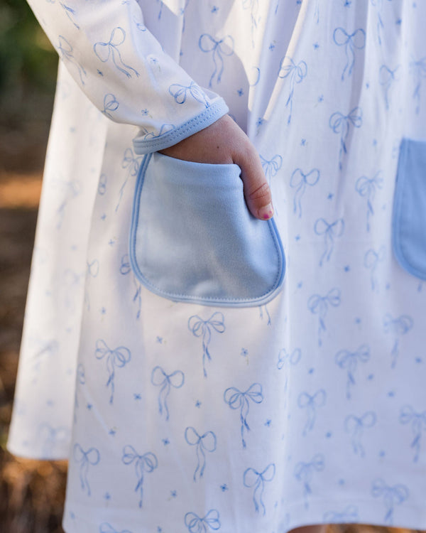 Lennon Knit Dress- Blue Bows