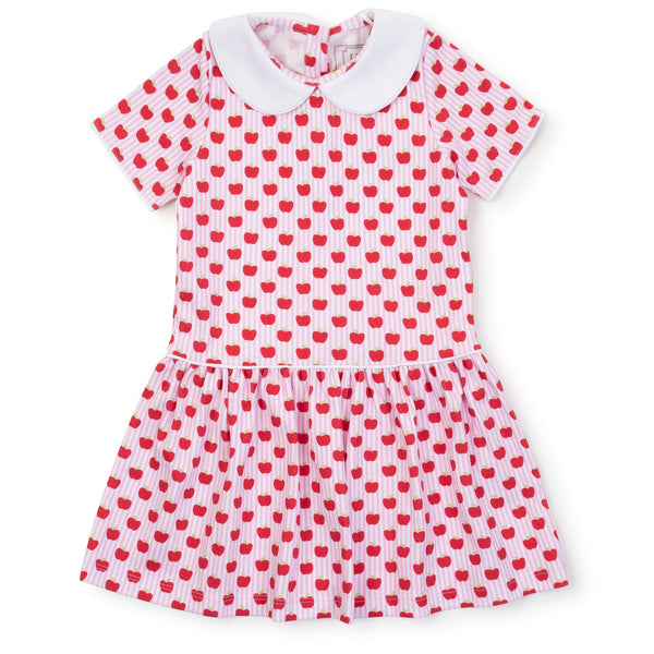 Libby Dress- Schoolhouse Apples Pink
