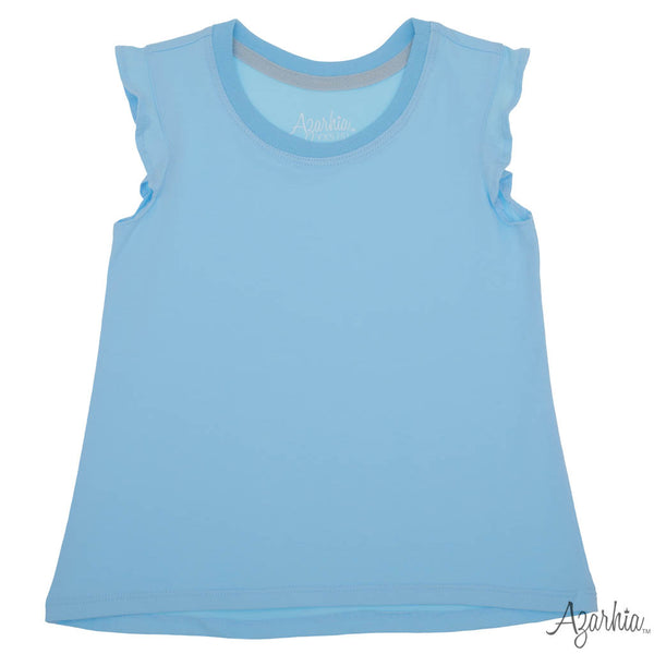 Ruffle Shirt- Solid Light Blue