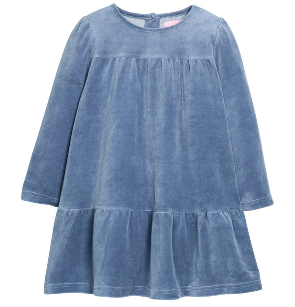 Lisle Dress- Dusty Blue Velour