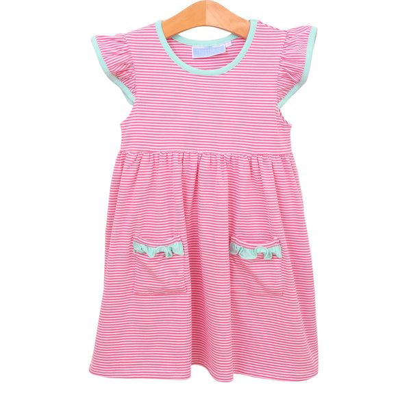 Lucy Dress- Pink Stripe/Mint