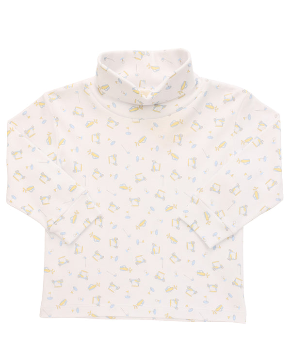 Golf Print Turtleneck- Blue