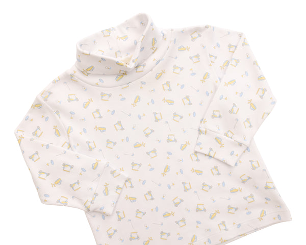 Golf Print Turtleneck- Blue