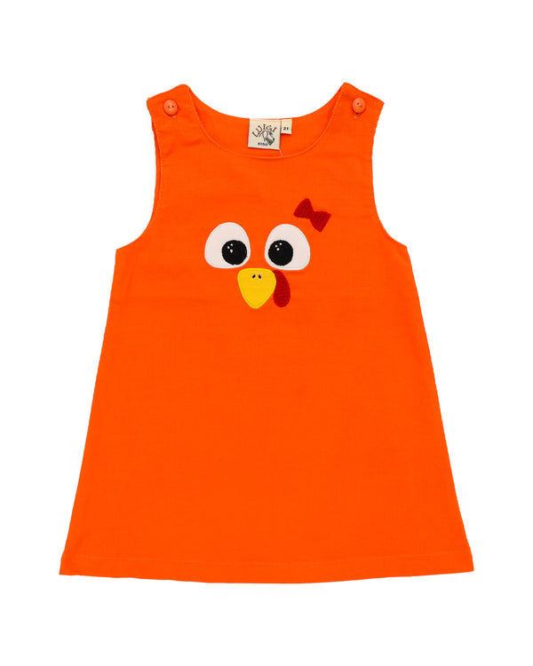 Corduroy Jumper Dress- Turkey Face