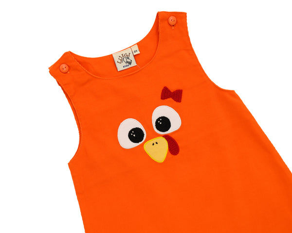 Corduroy Jumper Dress- Turkey Face