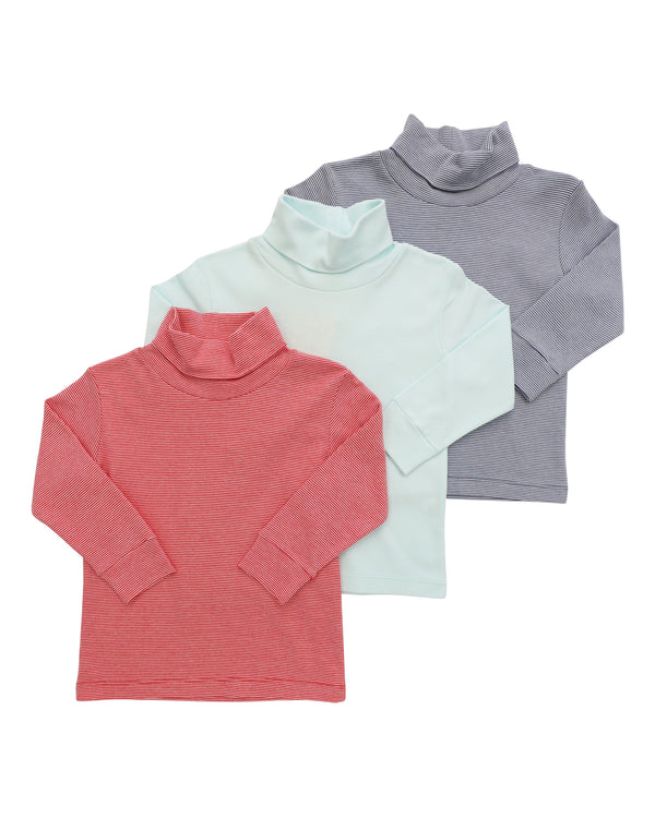 Thin Stripe Turtleneck- Lt. Jade/White
