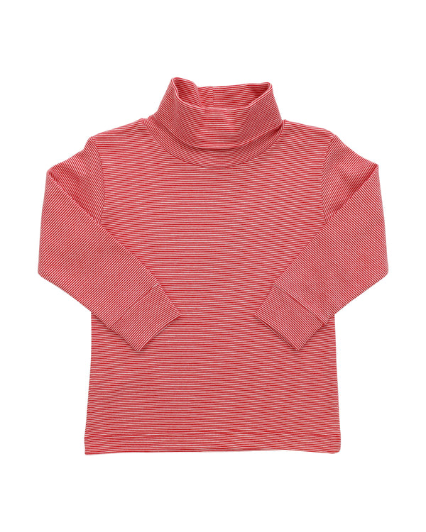 Thin Stripe Turtleneck- Dark Red/White