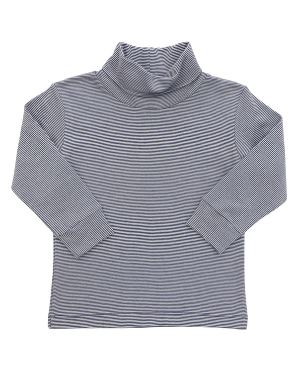 Thin Stripe Turtleneck- Dark Royal/White