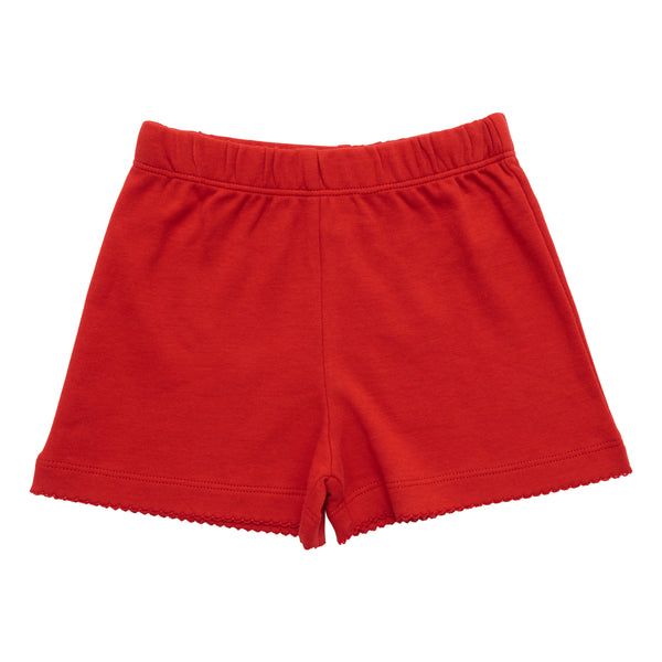 Picot Trim Shorts- Red