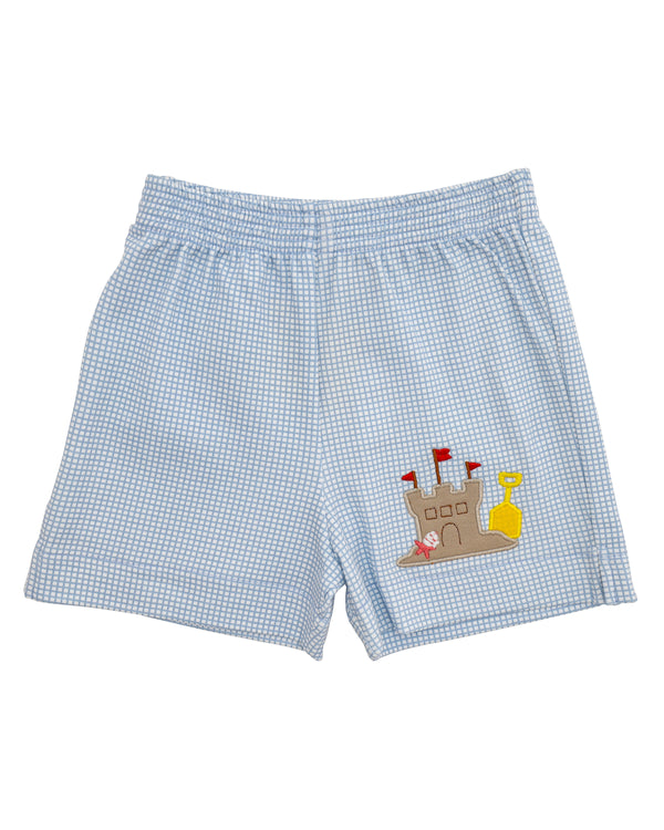 Light Blue Gingham Shorts- Sandcastle