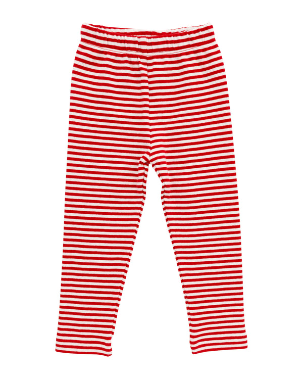 Straight Leggings- Deep Red Stripe