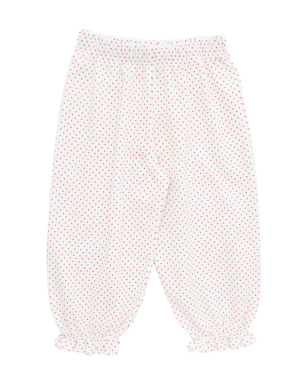 Ruffle Bloomer Pants- Deep Red Dots