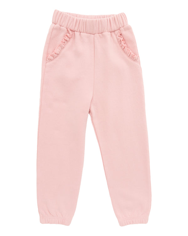Fleece Ruffle Sweatpants- Lt. Pink