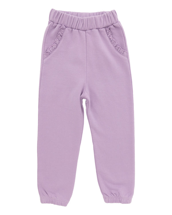 Fleece Ruffle Sweatpants- Lavender