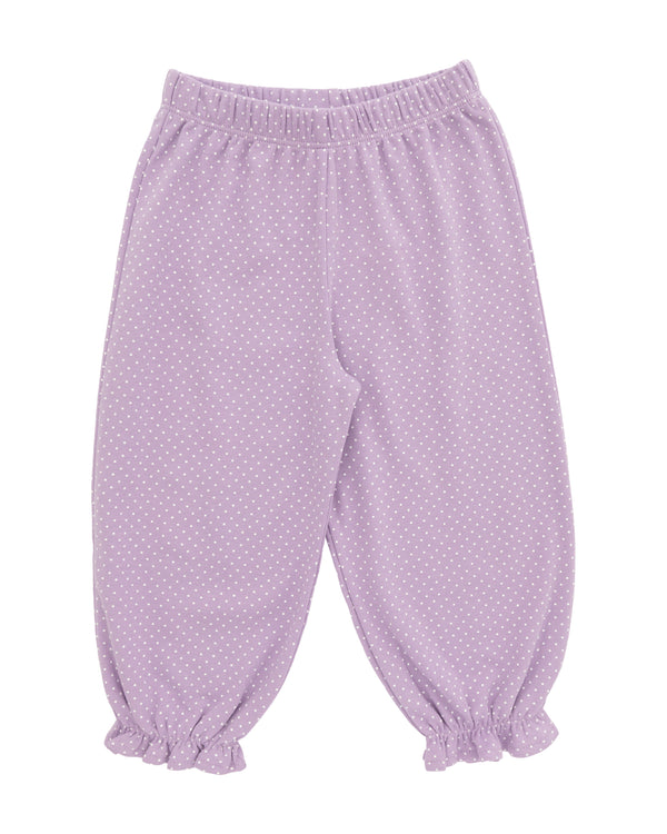 Ruffle Bloomer Pants- Lavender W/ Dots