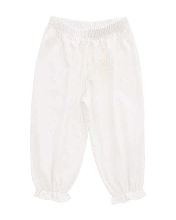 Ruffle Bloomer Pants- Baby Pink Dots