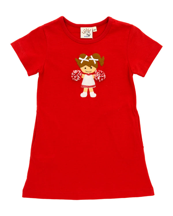 Cheerleader Pocket Dress- Deep Red