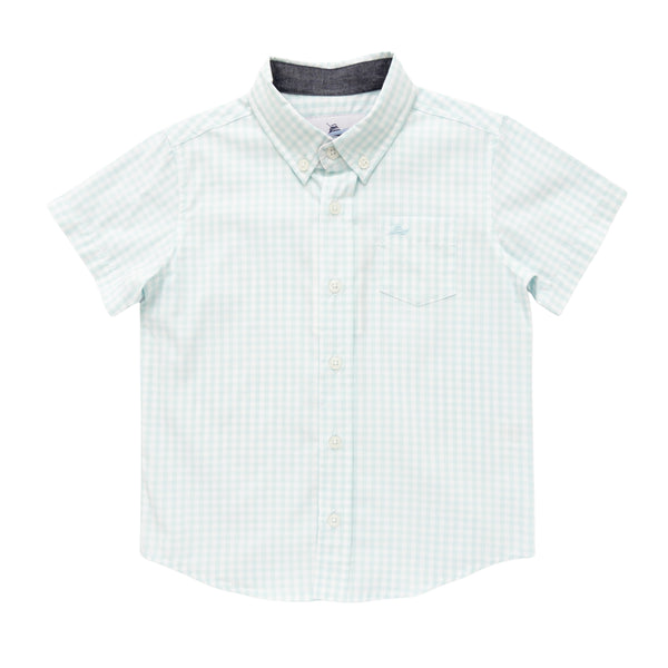 SS Dress Shirt- Aqua Gingham