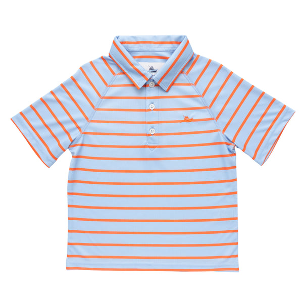SS Polo- Serenity/Camellia Stripe
