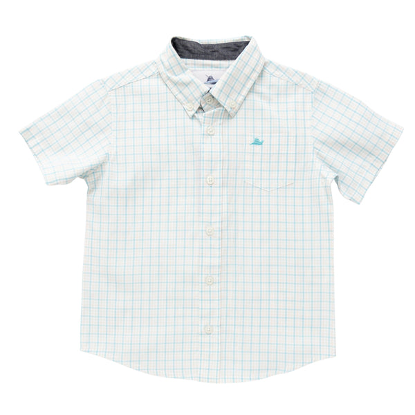 SS Dress Shirt- Aqua/Peach