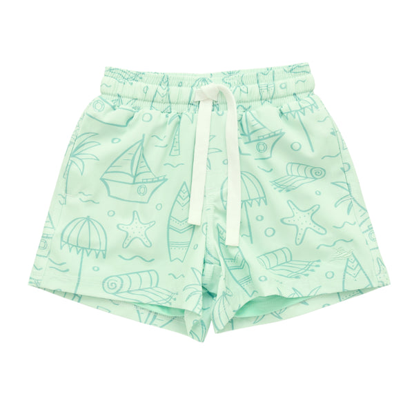 Swim Trunks- Green Beach