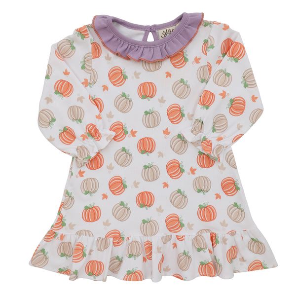 Pastel Pumpkin Print LS Dress
