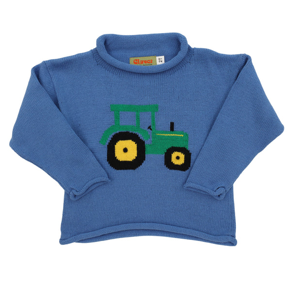 Tractor Sweater- Medium Blue