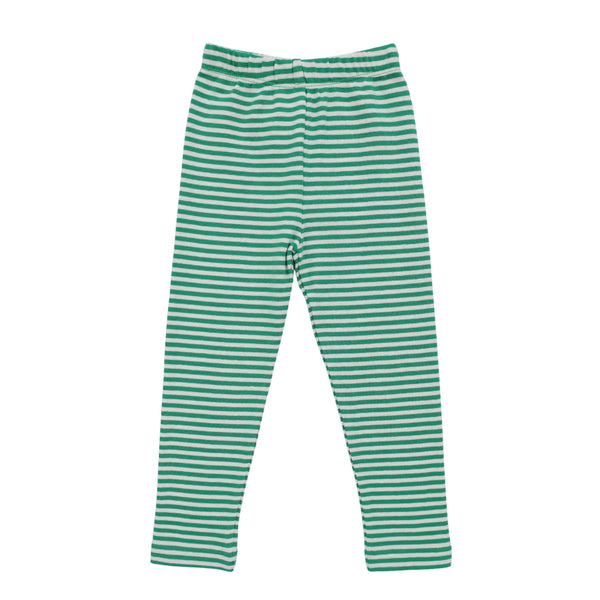 Straight Leggings- Kelly Green/White Stripe