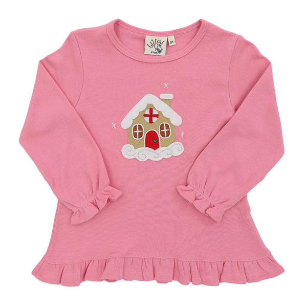 Snowy Gingerbread House LS Blouse