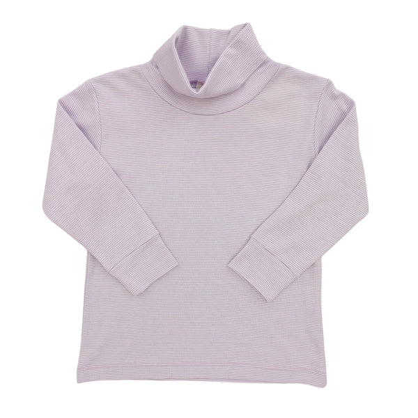 Thin Stripe Turtleneck- Lavender/White