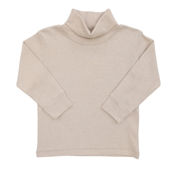 Thin Stripe Turtleneck- Sand/White