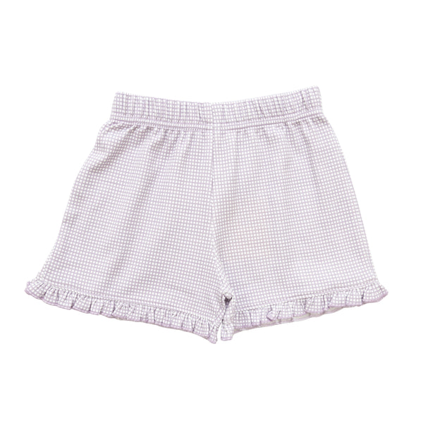 Lavender Gingham Ruffle Shorts