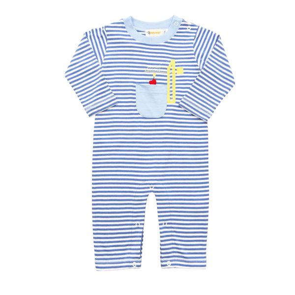 Heart Drop Crane Pocket LS Romper