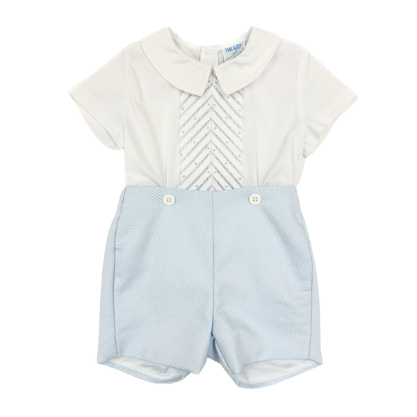Pique Randal Button/Short Set- Blue