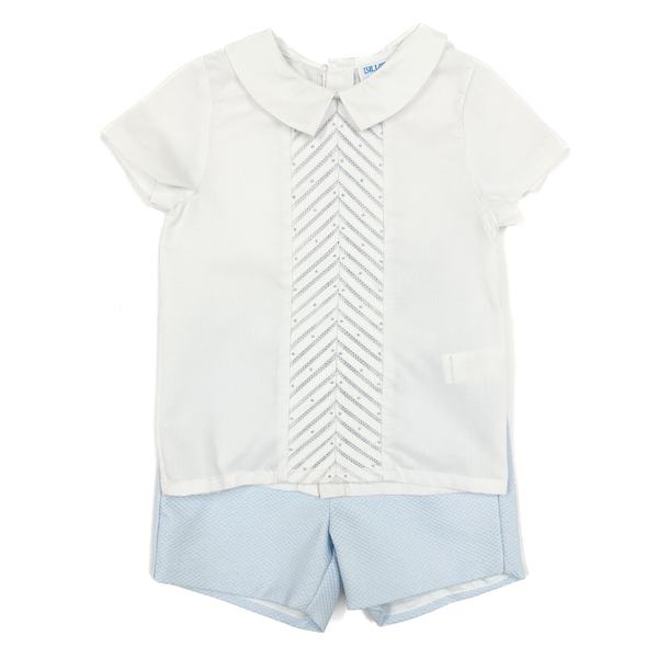 Pique Randal Button/Short Set- Blue