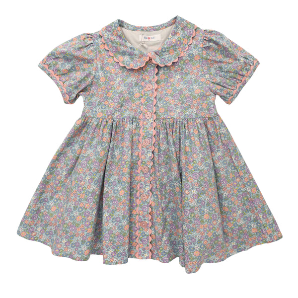 Maggie Scalloped Dress- Blue