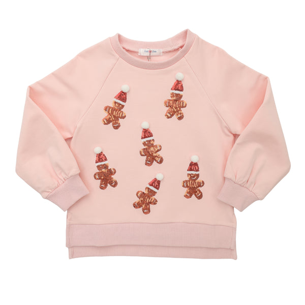 Sequin Gingerbread LS Top