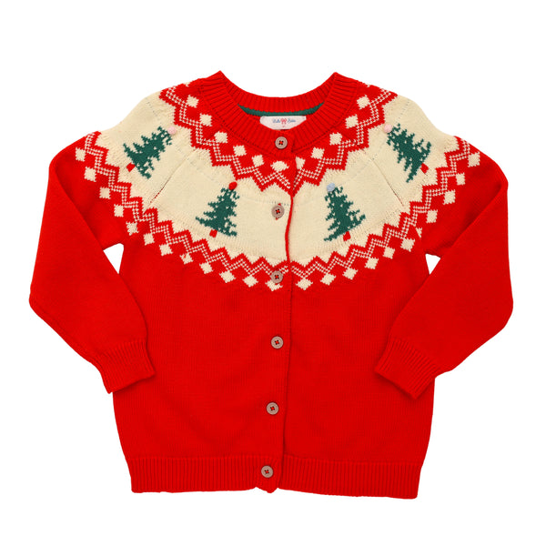 Christmas Tree Cardigan- Red