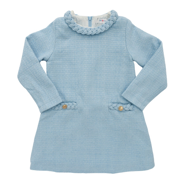 Braided LS Dress- Lt. Blue