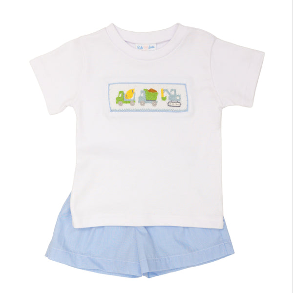Construction Trucks Smocked Tom Short Set