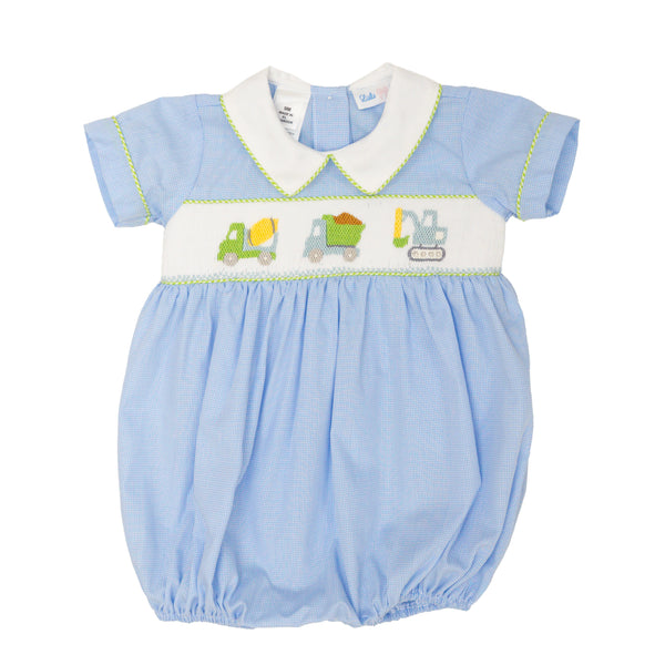 Construction Trucks Smocked Noah Bubble